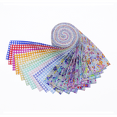 CraftsFabrics Jelly Rolls, 6,35 x 111,8 cm, Blumenmuster und Karomuster, 20 Stück, vorgeschnittener Stoff aus 100 % Baumwolle zum Quilten, Scrapbooking, Nähen, Patchwork